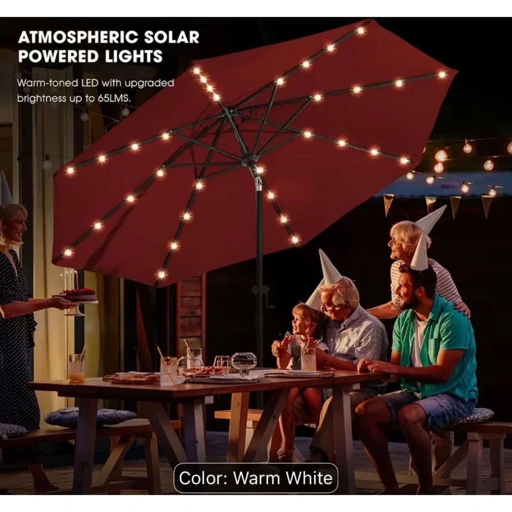 130 LED Patio Umbrella Fairy Lights Warm White 8‎ Modes Remote IP45 Battery Op